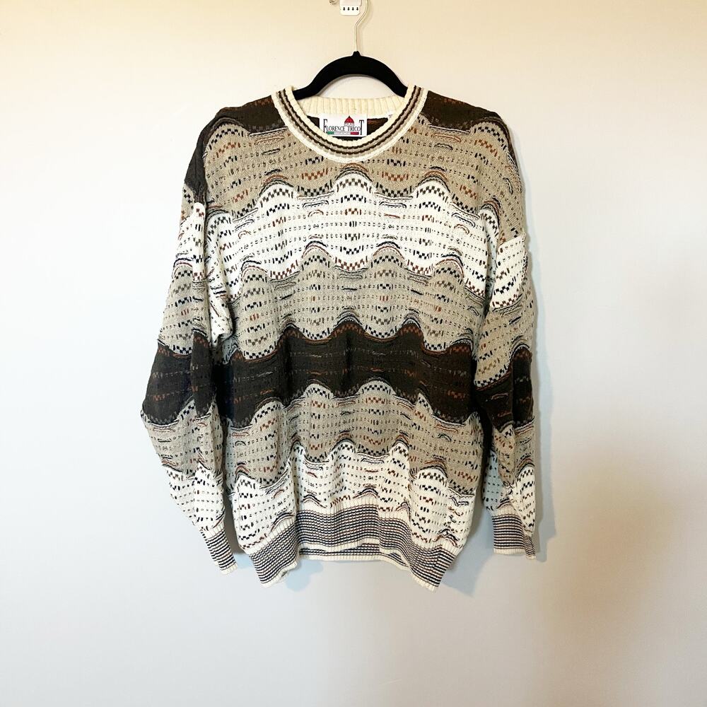 Florence tricot vintage 3d knit textured sweater men’s large‎